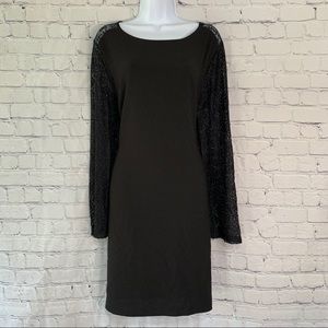 Black Lace Long Sleeved Dress 1X
